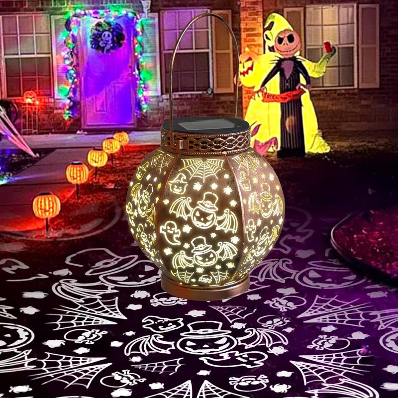 TopVelo Halloween Solar Lantern with Gradient Lighting, IP65 Waterproof Outdoor Solar Light for Festival Decoration, Spook-Tacular Halloween Hanging Light for Courtyard, Pond, Pathway - Image 1